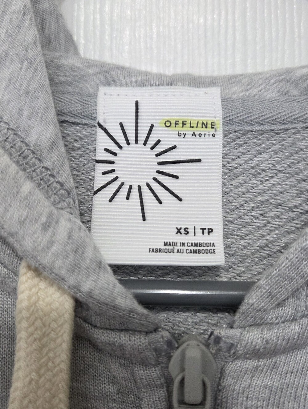 OFFLINE by Aerie Gray Full Zip Hoodie Terry Sweatshirt Sz XS Thumbhole Oversize - Picture 5 of 11